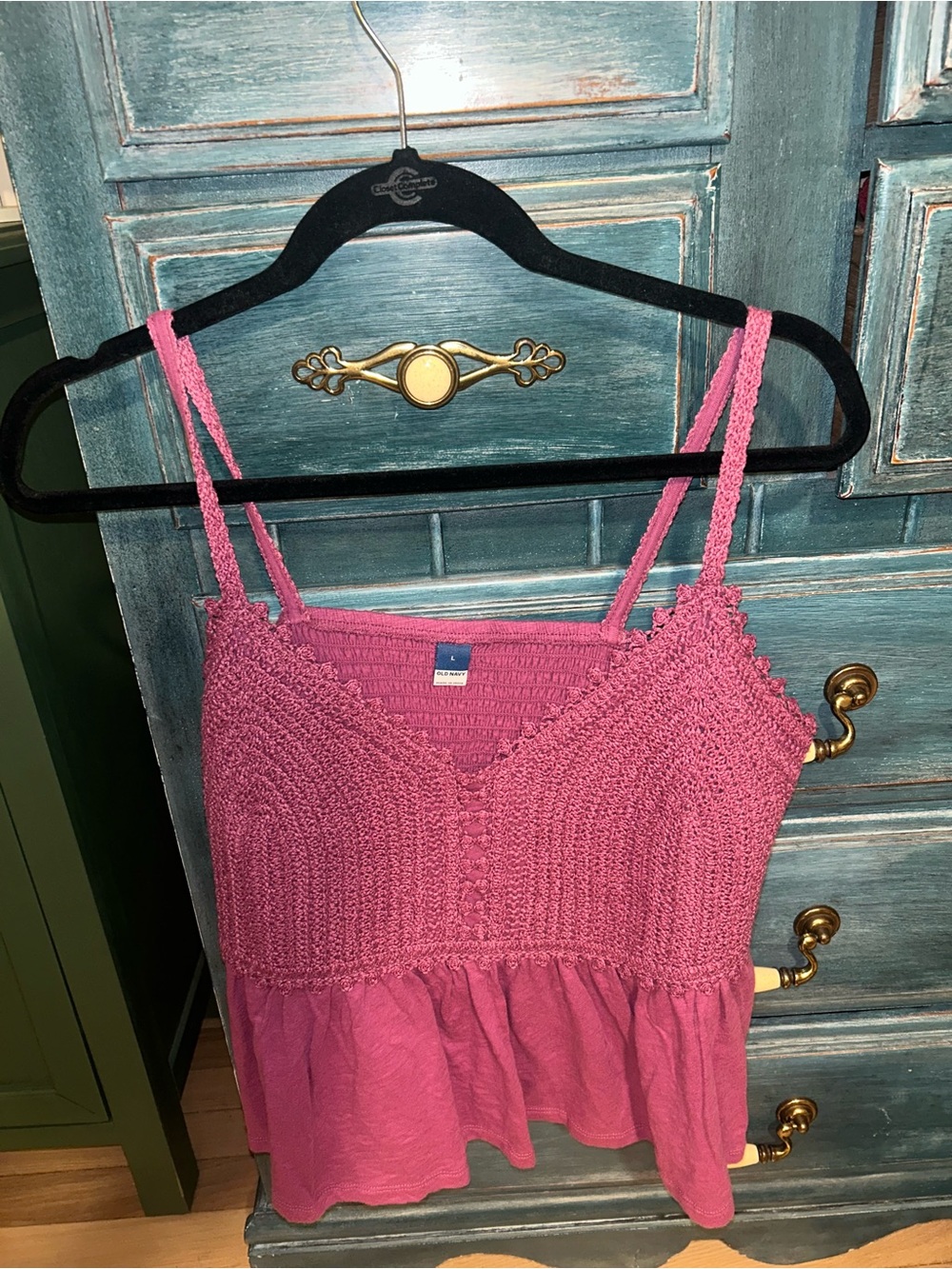Women’s Pink Crochet Detail Tank Top